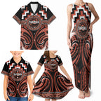 Aotearoa Tapuika Personalised Family Matching Tank Maxi Dress and Hawaiian Shirt Maori Iwi Poutama Puhoro Tattoo