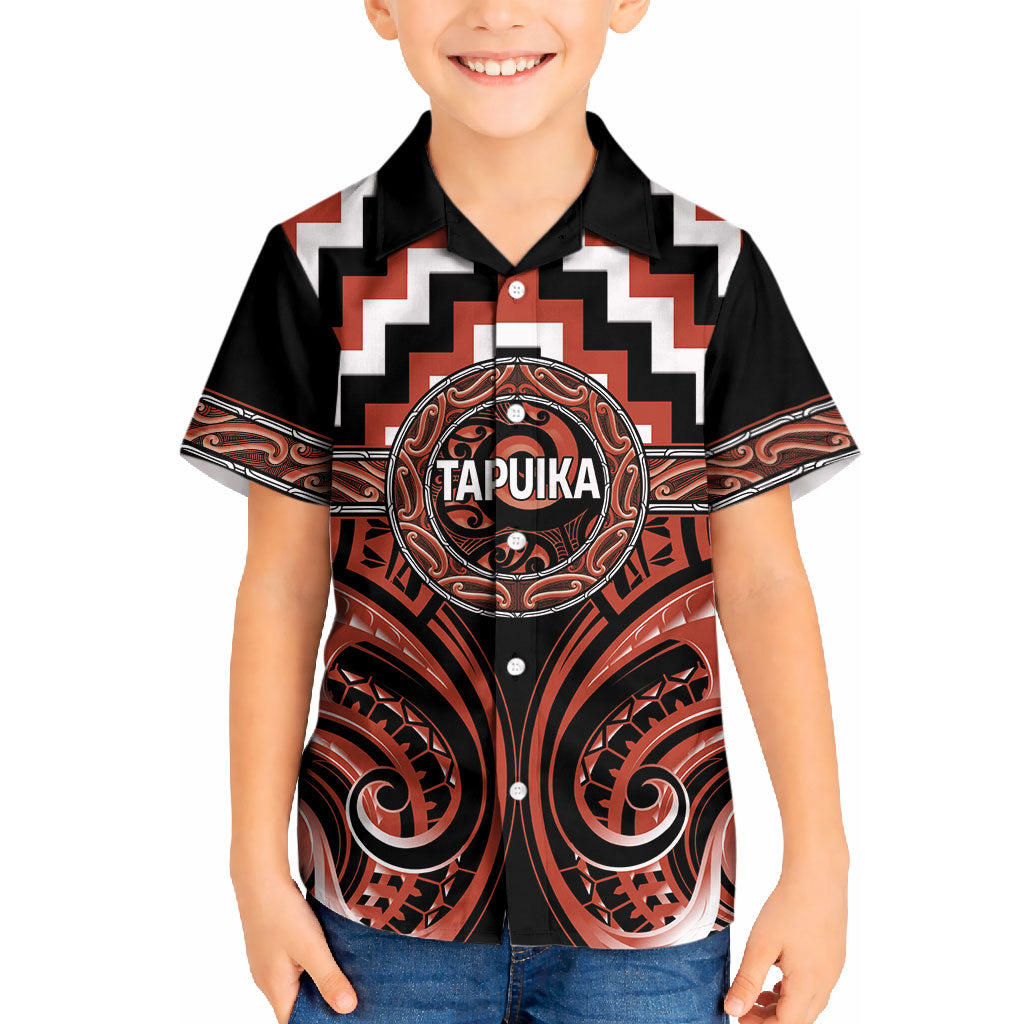 Aotearoa Tapuika Personalised Kid Hawaiian Shirt Maori Iwi Poutama Puhoro Tattoo