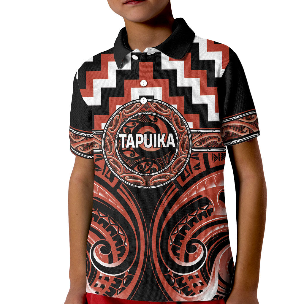 Aotearoa Tapuika Personalised Kid Polo Shirt Maori Iwi Poutama Puhoro Tattoo