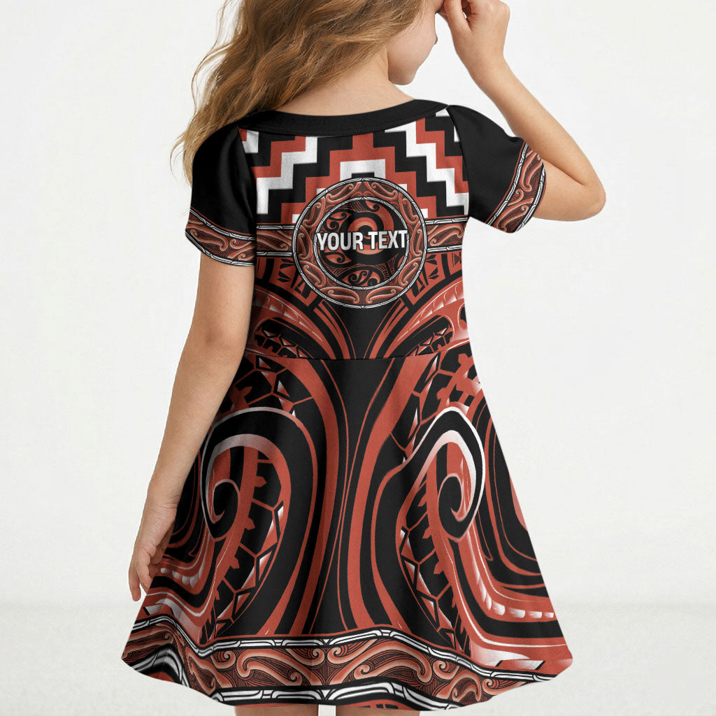 Aotearoa Tapuika Personalised Kid Short Sleeve Dress Maori Iwi Poutama Puhoro Tattoo