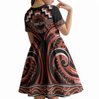 Aotearoa Tapuika Personalised Kid Short Sleeve Dress Maori Iwi Poutama Puhoro Tattoo