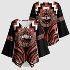 Aotearoa Tapuika Personalised Kimono Sleeve Blouse Maori Iwi Poutama Puhoro Tattoo