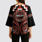 Aotearoa Tapuika Personalised Kimono Sleeve Blouse Maori Iwi Poutama Puhoro Tattoo