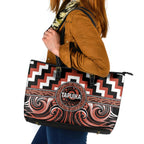 Aotearoa Tapuika Leather Tote Bag Maori Iwi Poutama Puhoro Tattoo