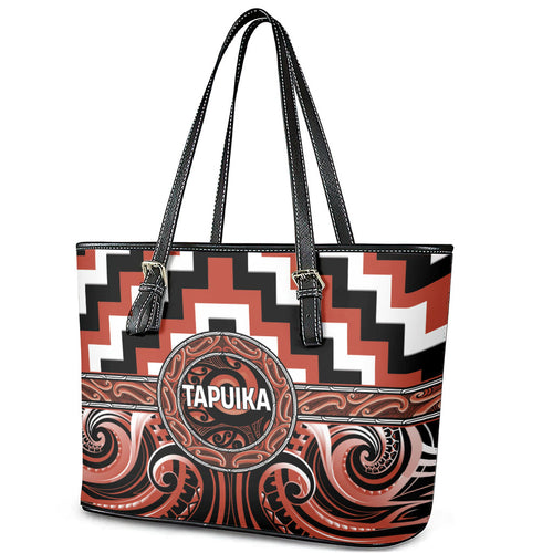 Aotearoa Tapuika Leather Tote Bag Maori Iwi Poutama Puhoro Tattoo
