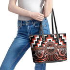 Aotearoa Tapuika Leather Tote Bag Maori Iwi Poutama Puhoro Tattoo
