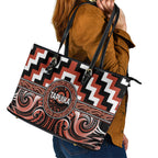 Aotearoa Tapuika Leather Tote Bag Maori Iwi Poutama Puhoro Tattoo