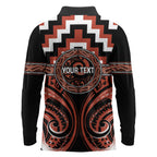 Aotearoa Tapuika Personalised Long Sleeve Polo Shirt Maori Iwi Poutama Puhoro Tattoo