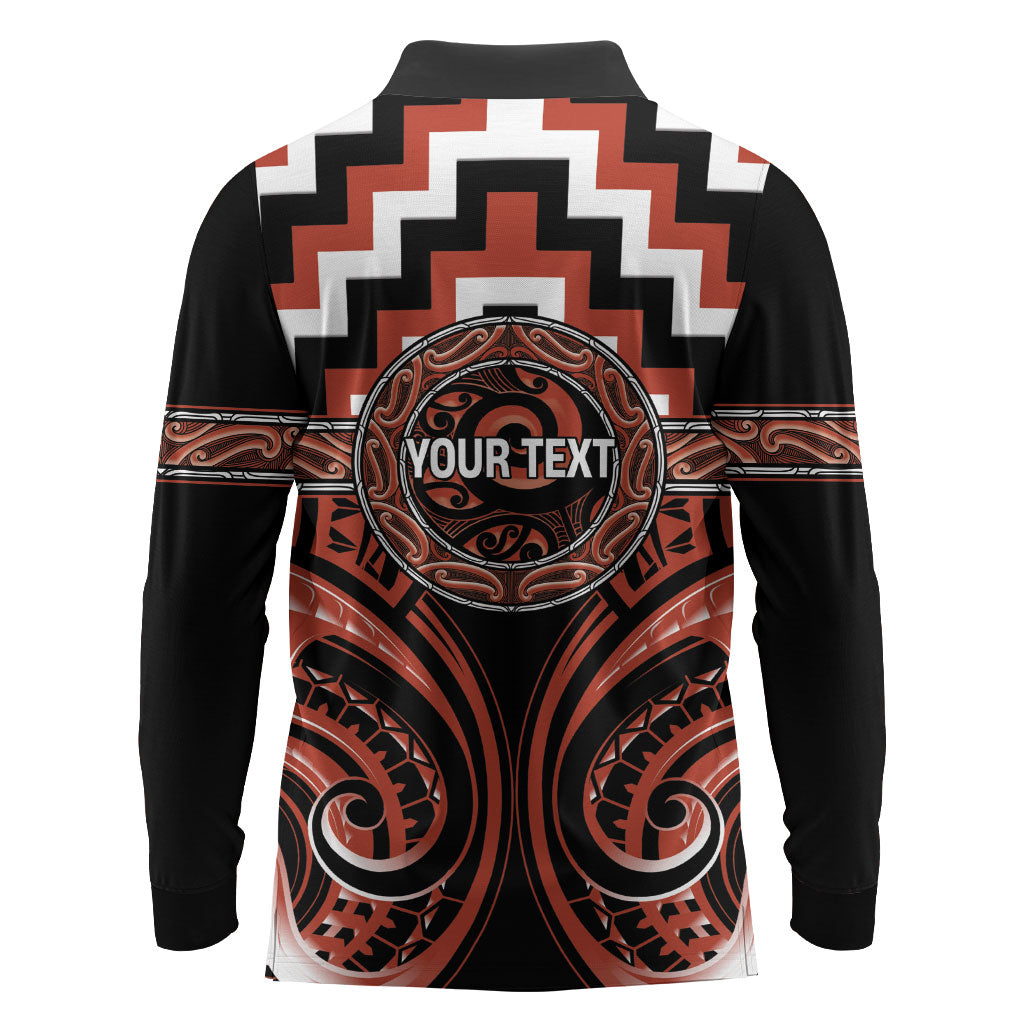 Aotearoa Tapuika Personalised Long Sleeve Polo Shirt Maori Iwi Poutama Puhoro Tattoo