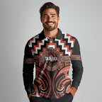 Aotearoa Tapuika Personalised Long Sleeve Polo Shirt Maori Iwi Poutama Puhoro Tattoo