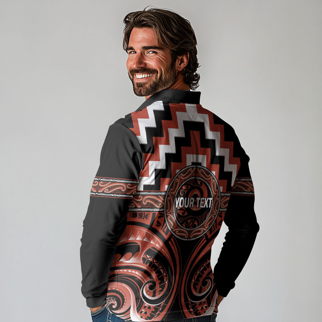 Aotearoa Tapuika Personalised Long Sleeve Polo Shirt Maori Iwi Poutama Puhoro Tattoo