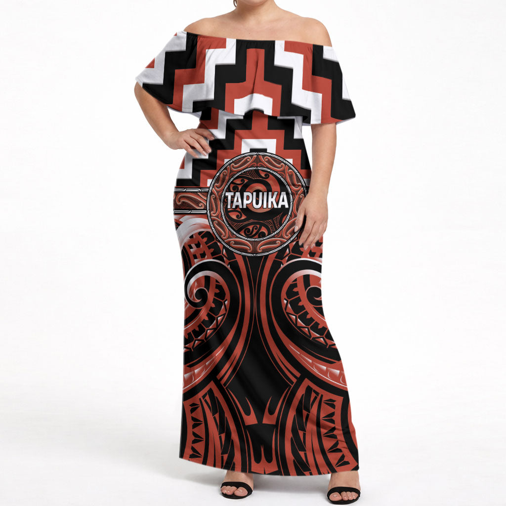 Aotearoa Tapuika Personalised Off Shoulder Maxi Dress Maori Iwi Poutama Puhoro Tattoo