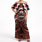 Aotearoa Tapuika Personalised Off Shoulder Maxi Dress Maori Iwi Poutama Puhoro Tattoo