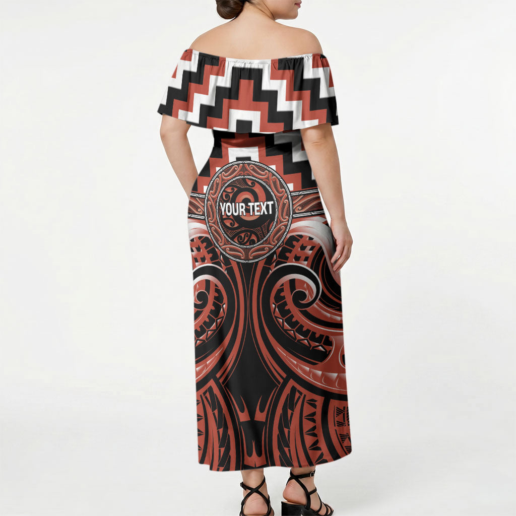 Aotearoa Tapuika Personalised Off Shoulder Maxi Dress Maori Iwi Poutama Puhoro Tattoo
