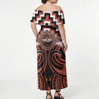 Aotearoa Tapuika Personalised Off Shoulder Maxi Dress Maori Iwi Poutama Puhoro Tattoo