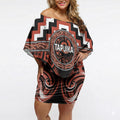 Aotearoa Tapuika Personalised Off Shoulder Short Dress Maori Iwi Poutama Puhoro Tattoo