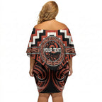 Aotearoa Tapuika Personalised Off Shoulder Short Dress Maori Iwi Poutama Puhoro Tattoo