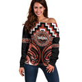 Aotearoa Tapuika Personalised Off Shoulder Sweater Maori Iwi Poutama Puhoro Tattoo