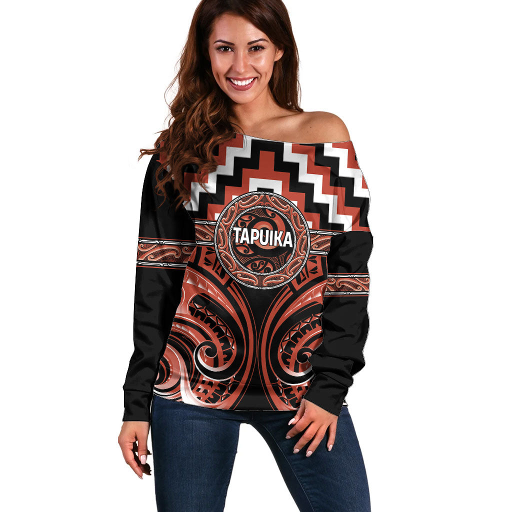 Aotearoa Tapuika Personalised Off Shoulder Sweater Maori Iwi Poutama Puhoro Tattoo