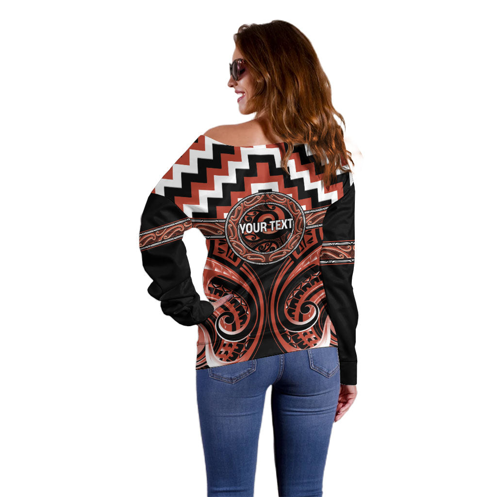 Aotearoa Tapuika Personalised Off Shoulder Sweater Maori Iwi Poutama Puhoro Tattoo