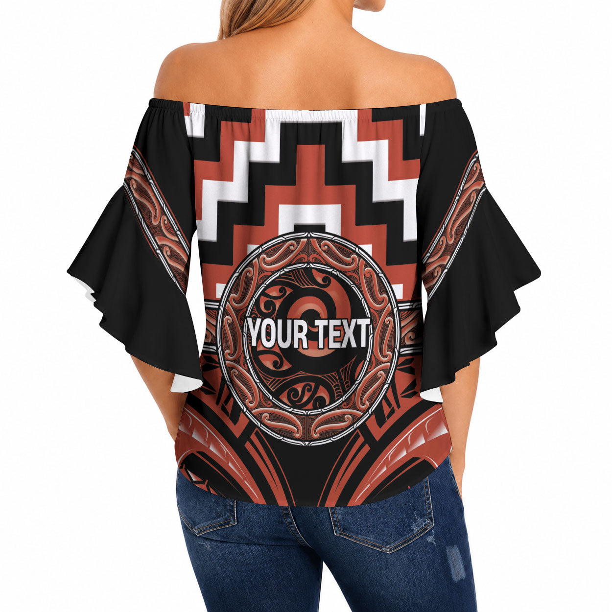 Aotearoa Tapuika Personalised Off Shoulder Wrap Waist Top Maori Iwi Poutama Puhoro Tattoo