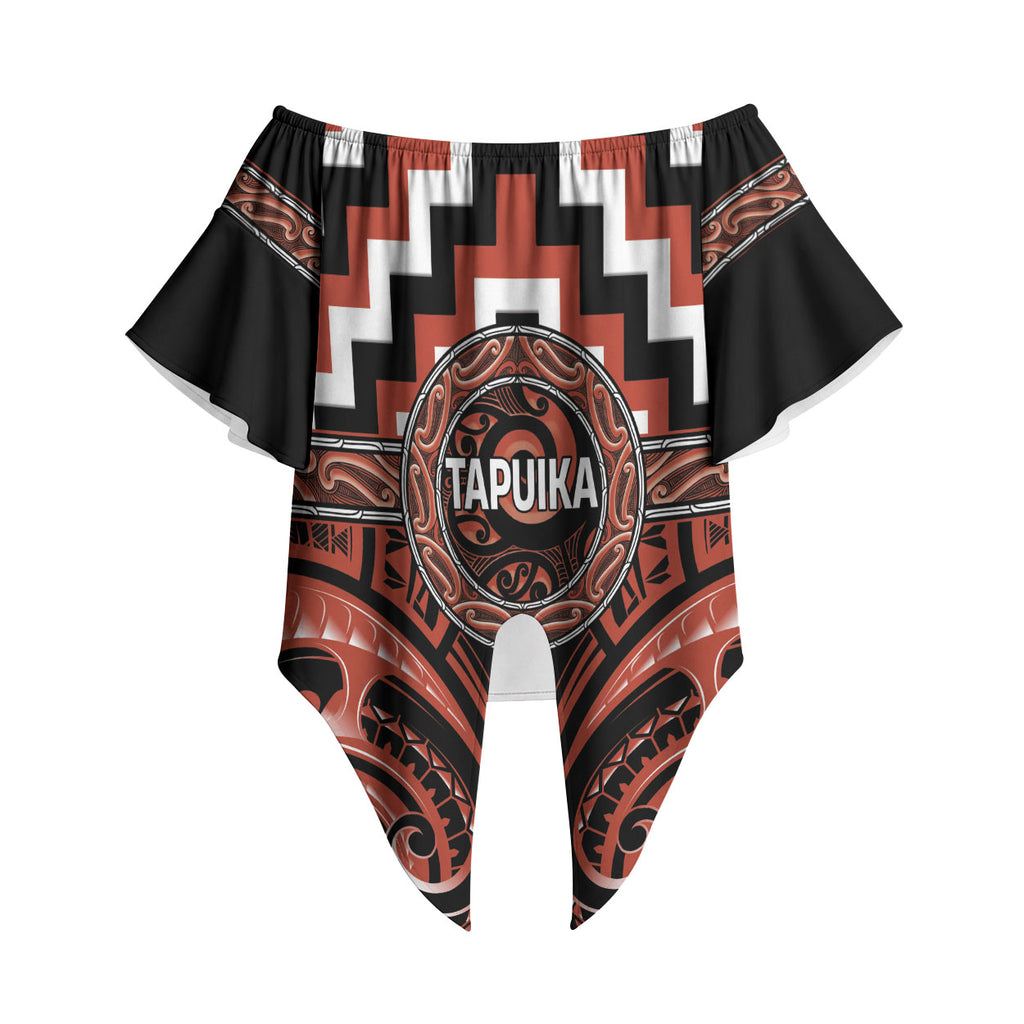 Aotearoa Tapuika Personalised Off Shoulder Wrap Waist Top Maori Iwi Poutama Puhoro Tattoo
