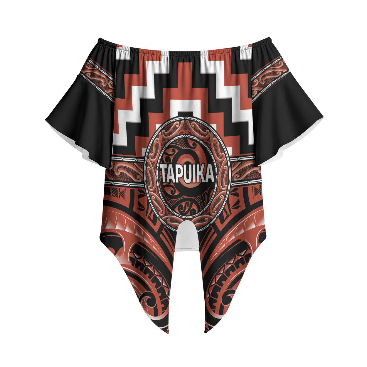 Aotearoa Tapuika Personalised Off Shoulder Wrap Waist Top Maori Iwi Poutama Puhoro Tattoo