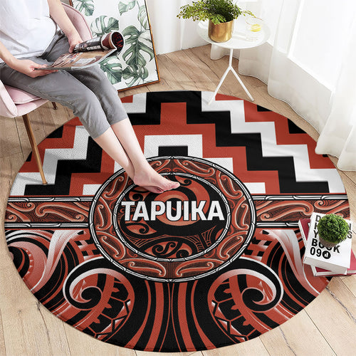 Aotearoa Tapuika Round Carpet Maori Iwi Poutama Puhoro Tattoo