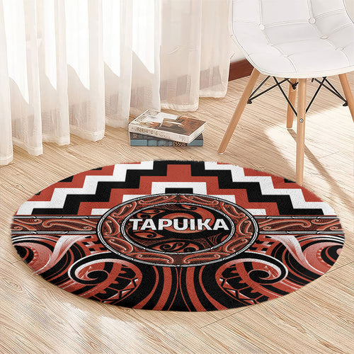 Aotearoa Tapuika Round Carpet Maori Iwi Poutama Puhoro Tattoo