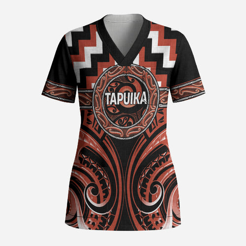 Aotearoa Tapuika Personalised Scrub Top Maori Iwi Poutama Puhoro Tattoo