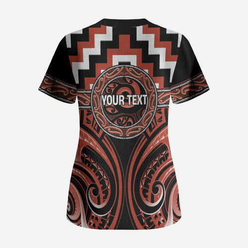 Aotearoa Tapuika Personalised Scrub Top Maori Iwi Poutama Puhoro Tattoo