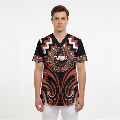 Aotearoa Tapuika Personalised Scrub Top Maori Iwi Poutama Puhoro Tattoo