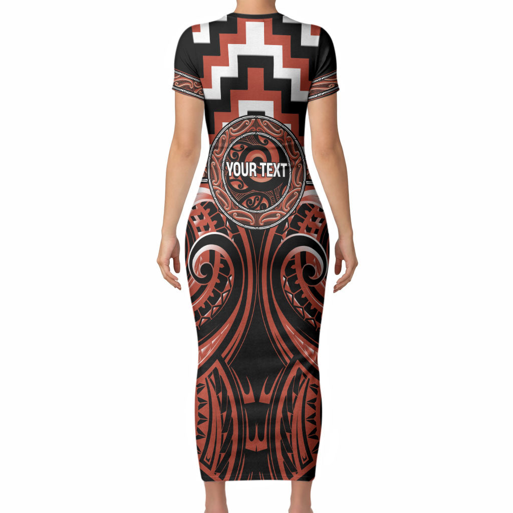 Aotearoa Tapuika Personalised Short Sleeve Bodycon Dress Maori Iwi Poutama Puhoro Tattoo