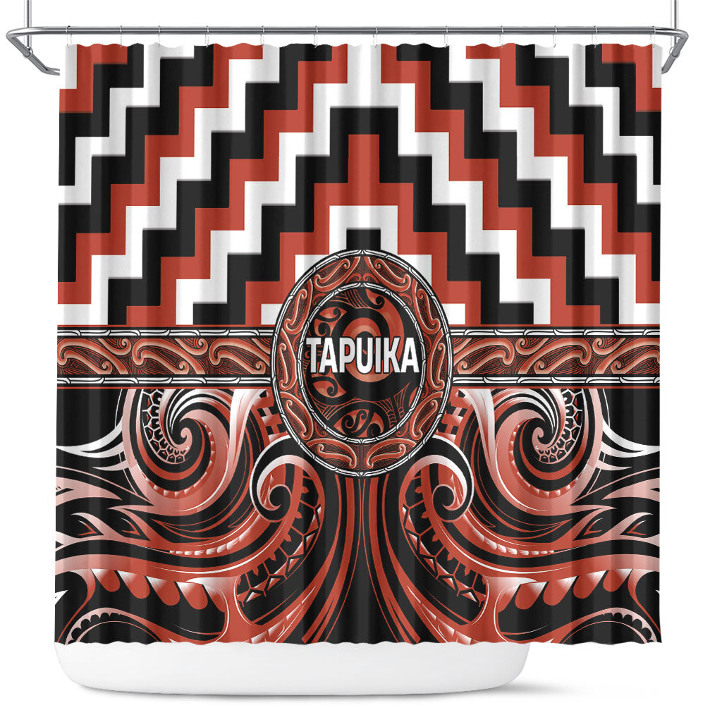 Aotearoa Tapuika Shower Curtain Maori Iwi Poutama Puhoro Tattoo