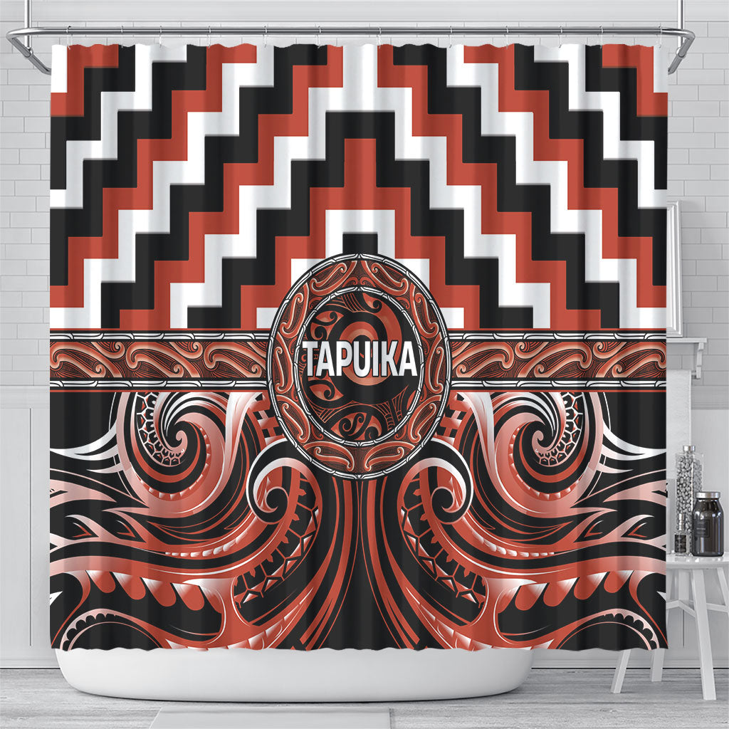 Aotearoa Tapuika Shower Curtain Maori Iwi Poutama Puhoro Tattoo