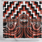 Aotearoa Tapuika Shower Curtain Maori Iwi Poutama Puhoro Tattoo