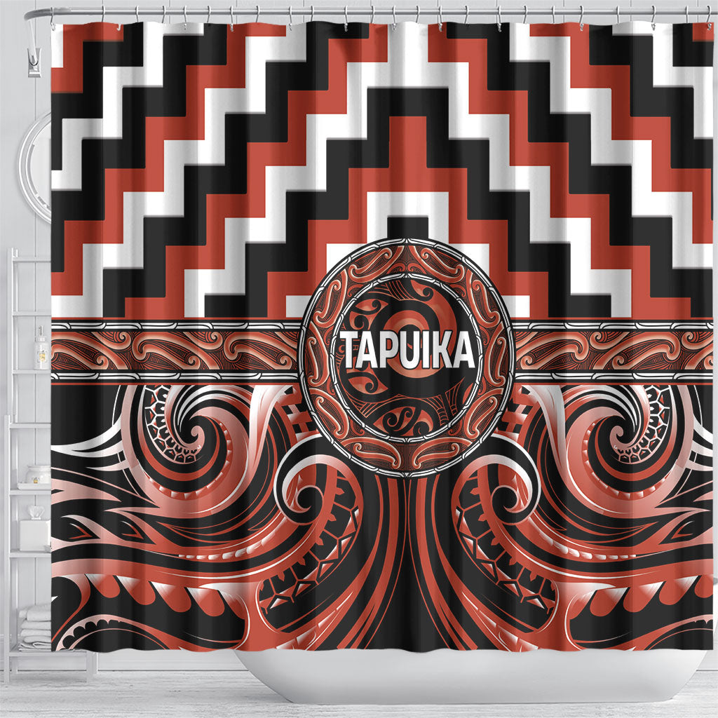 Aotearoa Tapuika Shower Curtain Maori Iwi Poutama Puhoro Tattoo