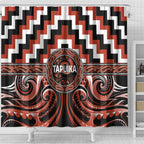 Aotearoa Tapuika Shower Curtain Maori Iwi Poutama Puhoro Tattoo
