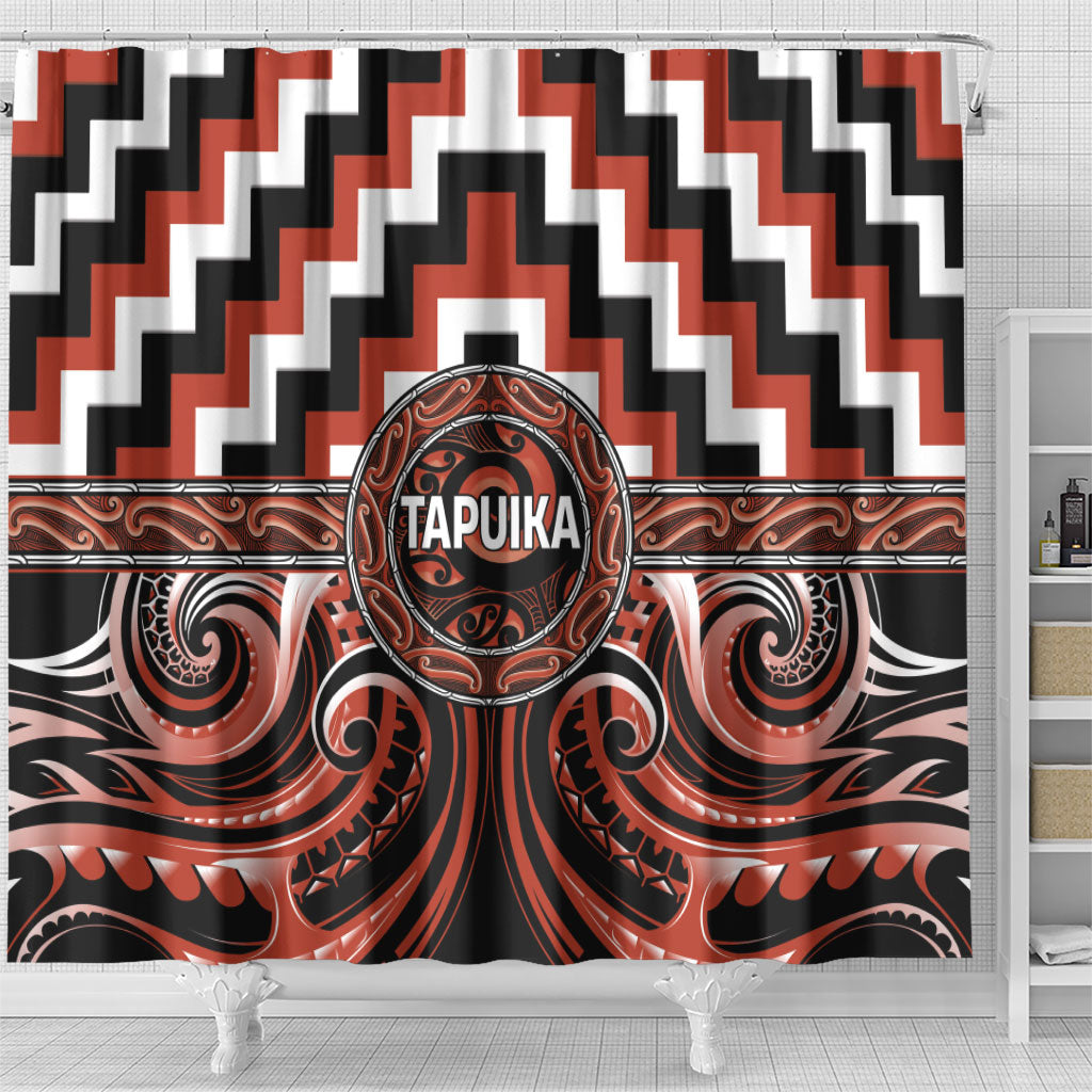 Aotearoa Tapuika Shower Curtain Maori Iwi Poutama Puhoro Tattoo