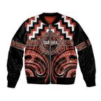 Aotearoa Tapuika Personalised Sleeve Zip Bomber Jacket Maori Iwi Poutama Puhoro Tattoo