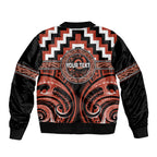 Aotearoa Tapuika Personalised Sleeve Zip Bomber Jacket Maori Iwi Poutama Puhoro Tattoo