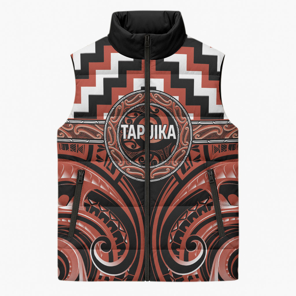 Aotearoa Tapuika Personalised Sleeveless Puffer Jacket Maori Iwi Poutama Puhoro Tattoo