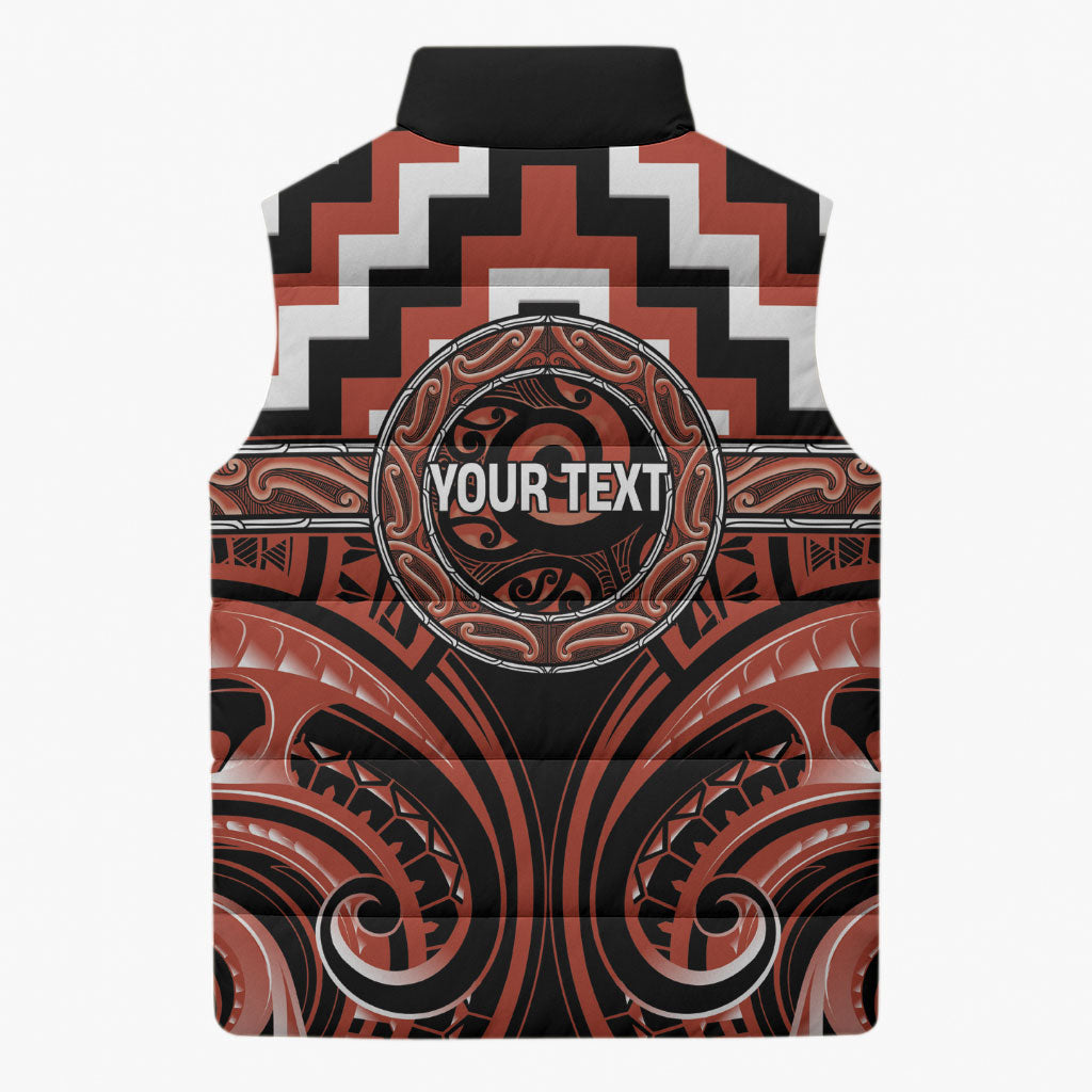 Aotearoa Tapuika Personalised Sleeveless Puffer Jacket Maori Iwi Poutama Puhoro Tattoo