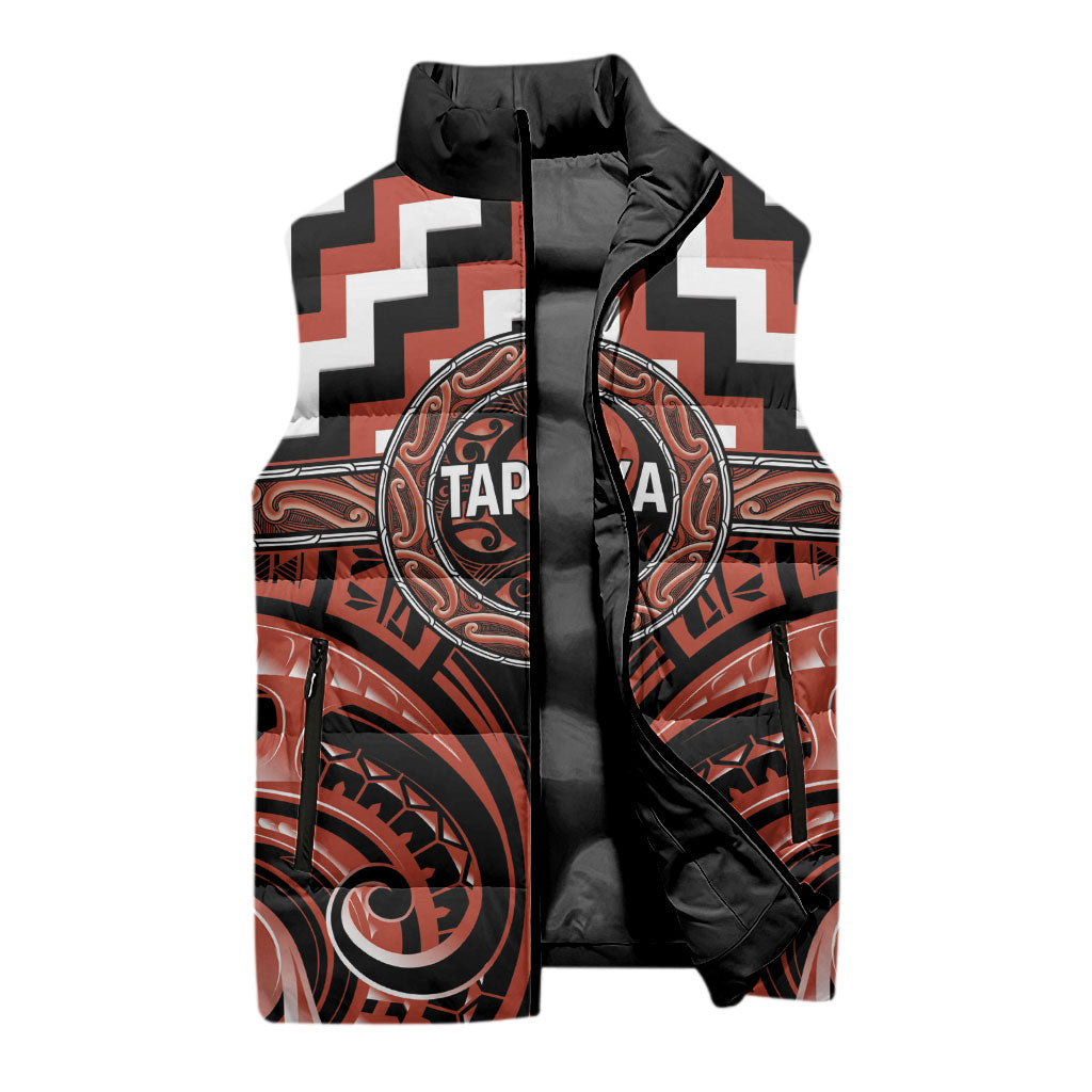 Aotearoa Tapuika Personalised Sleeveless Puffer Jacket Maori Iwi Poutama Puhoro Tattoo