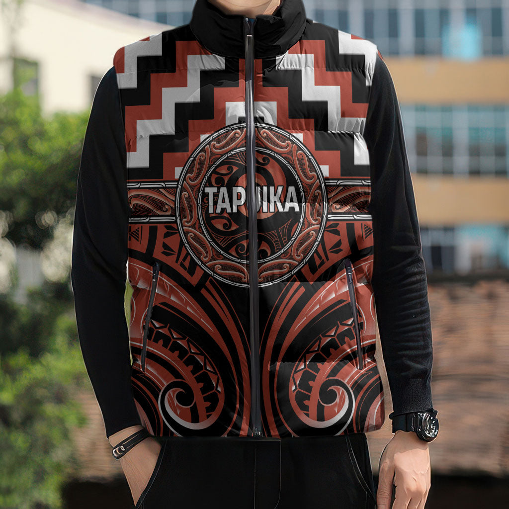 Aotearoa Tapuika Personalised Sleeveless Puffer Jacket Maori Iwi Poutama Puhoro Tattoo
