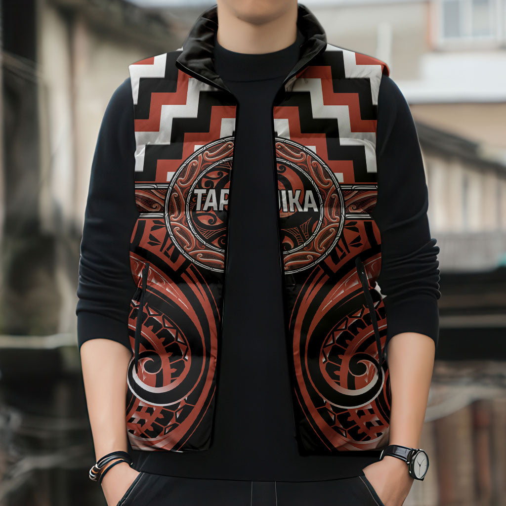 Aotearoa Tapuika Personalised Sleeveless Puffer Jacket Maori Iwi Poutama Puhoro Tattoo