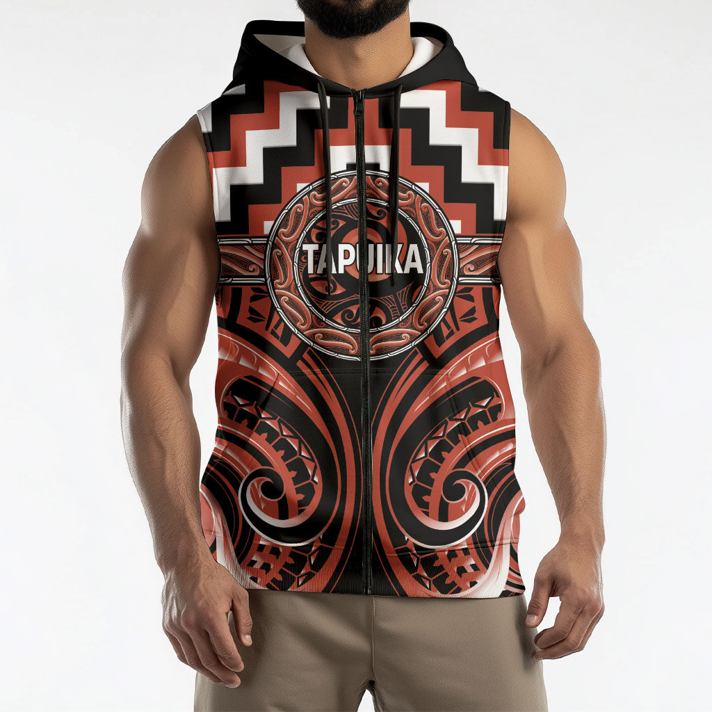 Aotearoa Tapuika Personalised Sleeveless Zip Hoodie Maori Iwi Poutama Puhoro Tattoo
