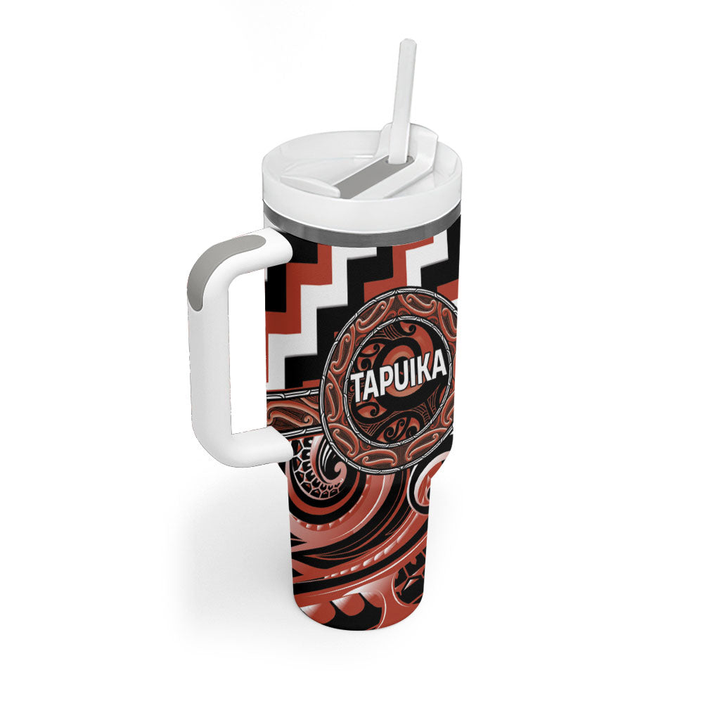 Aotearoa Tapuika Personalised Tumbler With Handle Maori Iwi Poutama Puhoro Tattoo