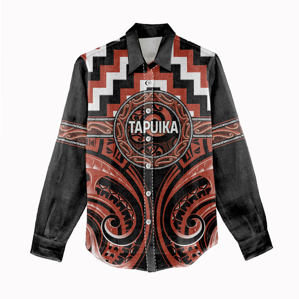Aotearoa Tapuika Personalised Women Casual Shirt Maori Iwi Poutama Puhoro Tattoo