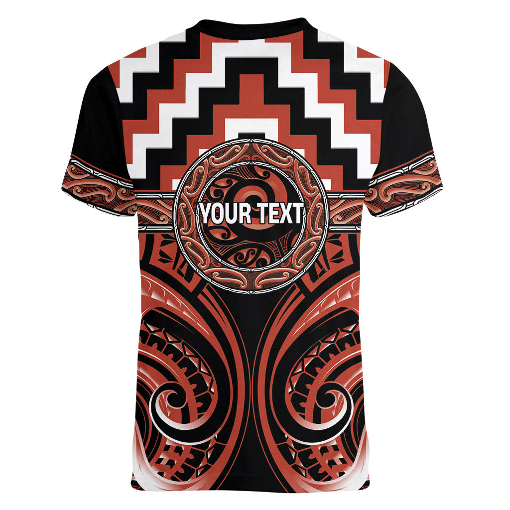 Aotearoa Tapuika Personalised Women V-Neck T-Shirt Maori Iwi Poutama Puhoro Tattoo